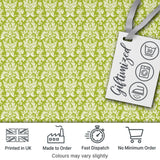Green and White Traditional Damask Seamless Pattern Digital Print Fabric by the Metre UK Sewing Quilting Textile