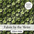 Black Background Green Floral Botanical Seamless Pattern Digital Print Fabric by the Metre UK Sewing Quilting Textile