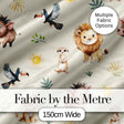 Cute Safari Animals Lion Meerkat Toucan and Warthog with Sun and Leaves on Beige Digital Print Fabric by the Metre UK Sewing Quilting Textile