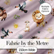Cute Safari Animals Lion Meerkat Toucan and Warthog with Sun and Leaves on Pink Digital Print Fabric by the Metre UK Sewing Quilting Textile