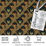 Luxurious Venetian Masquerade Mask Pattern with Gold and Jewel Tones on Black Digital Print Fabric by the Metre UK Sewing Quilting Textile
