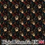 Art Nouveau Style Mask Pattern with Flowing Hair and Decorative Elements Digital Print Fabric by the Metre UK Sewing Quilting Textile