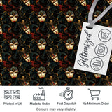 Art Nouveau Style Mask Pattern with Flowing Hair and Decorative Elements Digital Print Fabric by the Metre UK Sewing Quilting Textile