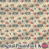 Vintage Venetian Carnival Masks with Soft Feathers and Stars Seamless Pattern Digital Print Fabric by the Metre UK Sewing Quilting Textile