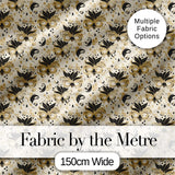 Classic Black and Gold Floral Masquerade Mask Pattern on Cream Seamless Digital Print Fabric by the Metre UK Sewing Quilting Textile