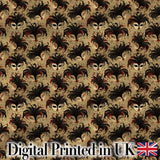 Vintage Red and Black Feathered Masks on Antique Background Seamless Pattern Digital Print Fabric by the Metre UK Sewing Quilting Textile