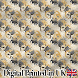 Soft Blue and Gold Floral Mask Design with Elegant Details Seamless Pattern Digital Print Fabric by the Metre UK Sewing Quilting Textile