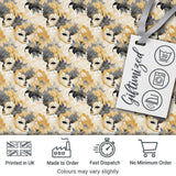 Soft Blue and Gold Floral Mask Design with Elegant Details Seamless Pattern Digital Print Fabric by the Metre UK Sewing Quilting Textile