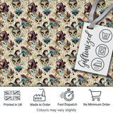 Gold and Black Stylised Venetian Masks in Repeating Pattern Seamless Digital Print Fabric by the Metre UK Sewing Quilting Textile