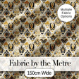 Classic Black and Gold Mask Pattern with Swirling Details Seamless Digital Print Fabric by the Metre UK Sewing Quilting Textile