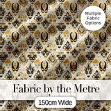 Classic Black and Gold Mask Pattern with Swirling Details Seamless Digital Print Fabric by the Metre UK Sewing Quilting Textile