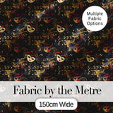Colourful Carnival Masks with Feathers and Floral Accents Seamless Pattern Digital Print Fabric by the Metre UK Sewing Quilting Textile