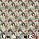Golden Venetian Masks with Decorative Elements on Cream Seamless Pattern Digital Print Fabric by the Metre UK Sewing Quilting Textile