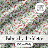 Soft Watercolor Foliage and Red Berry Sprigs Seamless Pattern Digital Print Fabric by the Metre UK Sewing Quilting Textile