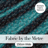 Modern Teal Background Red and White Berry Branch Pattern Digital Print Fabric by the Metre UK Sewing Quilting Textile