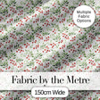 Minimalist Teal Berry Sprigs and White Leaves Seamless Pattern Digital Print Fabric by the Metre UK Sewing Quilting Textile