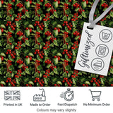 Rich Dark Holly Leaves and Red Berries Christmas Seamless Pattern Digital Print Fabric by the Metre UK Sewing Quilting Textile
