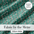 Festive Green Background Red and White Berry Branches Pattern Digital Print Fabric by the Metre UK Sewing Quilting Textile