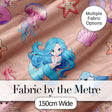 Cute Kawaii Mermaid Ocean Friends Jellyfish Starfish  Peach Background Digital Print Fabric by the Metre UK Sewing Quilting Textile