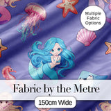 Mermaid Ocean Friends Jellyfish Starfish   Purple Background Digital Print Fabric by the Metre UK Sewing Quilting Textile
