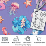 Mermaid Ocean Friends Jellyfish Starfish   Purple Background Digital Print Fabric by the Metre UK Sewing Quilting Textile