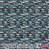 Vintage Style Cloud Pattern Night Sky Blue and Cream Seamless Design Digital Print Fabric by the Metre UK Sewing Quilting Textile