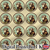 Vintage Monkey Portrait Circular FrameNeutral Background  Design Digital Print Fabric by the Metre UK Sewing Quilting Textile