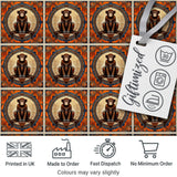 Decorative Art Nouveau Monkey Medallion Tile Pattern in Orange and Blue Digital Print Fabric by the Metre UK Sewing Quilting Textile