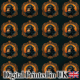 Elegant Vintage Monkey Cameo Portrait on Deep Green Background Repeat Digital Print Fabric by the Metre UK Sewing Quilting Textile