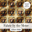 Floral Vintage Monkey Portrait with Botanical Wreath Pattern in Soft Gold Digital Print Fabric by the Metre UK Sewing Quilting Textile