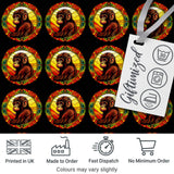 Psychedelic Colourful Monkey Portrait in Circular Frame on Black Background Digital Print Fabric by the Metre UK Sewing Quilting Textile