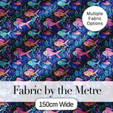Bright Tropical Fish and Coral Reef Pattern in Vibrant Neon Colours Digital Print Fabric by the Metre UK Sewing Quilting Textile