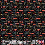 Underwater Garden Fish Pattern with Lush Sea Plants on Deep Blue Digital Print Fabric by the Metre UK Sewing Quilting Textile