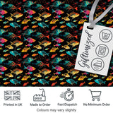 Bright Neon Tropical Fish Swim Pattern on Dark Ocean Background Digital Print Fabric by the Metre UK Sewing Quilting Textile