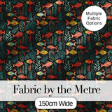 Elegant Flowing Goldfish with Ornate Fins on Black Background Digital Print Fabric by the Metre UK Sewing Quilting Textile