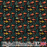 Elegant Flowing Goldfish with Ornate Fins on Black Background Digital Print Fabric by the Metre UK Sewing Quilting Textile