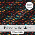 Colorful Tropical Fish on Dark Ocean Background Seamless Pattern Digital Print Fabric by the Metre UK Sewing Quilting Textile
