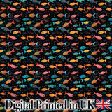 Colorful Tropical Fish on Dark Ocean Background Seamless Pattern Digital Print Fabric by the Metre UK Sewing Quilting Textile