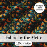 Vibrant Goldfish with Flowing Fins on Dark Aquatic Background Seamless Pattern Digital Print Fabric by the Metre UK Sewing Quilting Textile