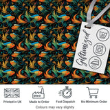 Vibrant Goldfish with Flowing Fins on Dark Aquatic Background Seamless Pattern Digital Print Fabric by the Metre UK Sewing Quilting Textile
