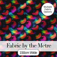 Vibrant Rainbow Feather Pattern on Black Background Seamless Colorful Digital Print Fabric by the Metre UK Sewing Quilting Textile