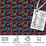 Geometric Neon Interlocking Shapes Pattern on Dark Background Seamless Digital Print Fabric by the Metre UK Sewing Quilting Textile