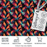 Colorful Abstract Feather Swirl Seamless Pattern on Dark Background Digital Print Fabric by the Metre UK Sewing Quilting Textile