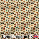 Vintage Retro Camera Collection Seamless Pattern with Film Cameras Digital Print Fabric by the Metre UK Sewing Quilting Textile