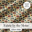 Vintage Colourful Retro Camera Grid Seamless Pattern on Cream Background Digital Print Fabric by the Metre UK Sewing Quilting Textile