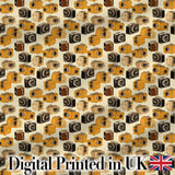 Mustard Yellow and Black Vintage Camera Illustration Seamless Pattern Digital Print Fabric by the Metre UK Sewing Quilting Textile