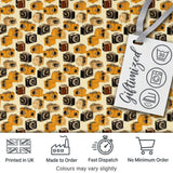 Mustard Yellow and Black Vintage Camera Illustration Seamless Pattern Digital Print Fabric by the Metre UK Sewing Quilting Textile