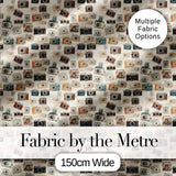 Soft Watercolour Vintage Camera Tossed Seamless Pattern Neutral Background Digital Print Fabric by the Metre UK Sewing Quilting Textile