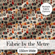 Mid Century Modern Abstract Camera Seamless Pattern Orange Cream Style Digital Print Fabric by the Metre UK Sewing Quilting Textile