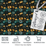 Retro Camera Night Sky Seamless Pattern with Stars Dark Background Digital Print Fabric by the Metre UK Sewing Quilting Textile